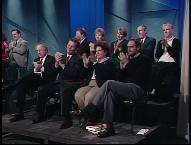 McCuistion TV studio audience applauds at the end of the Bill Moyers recording.